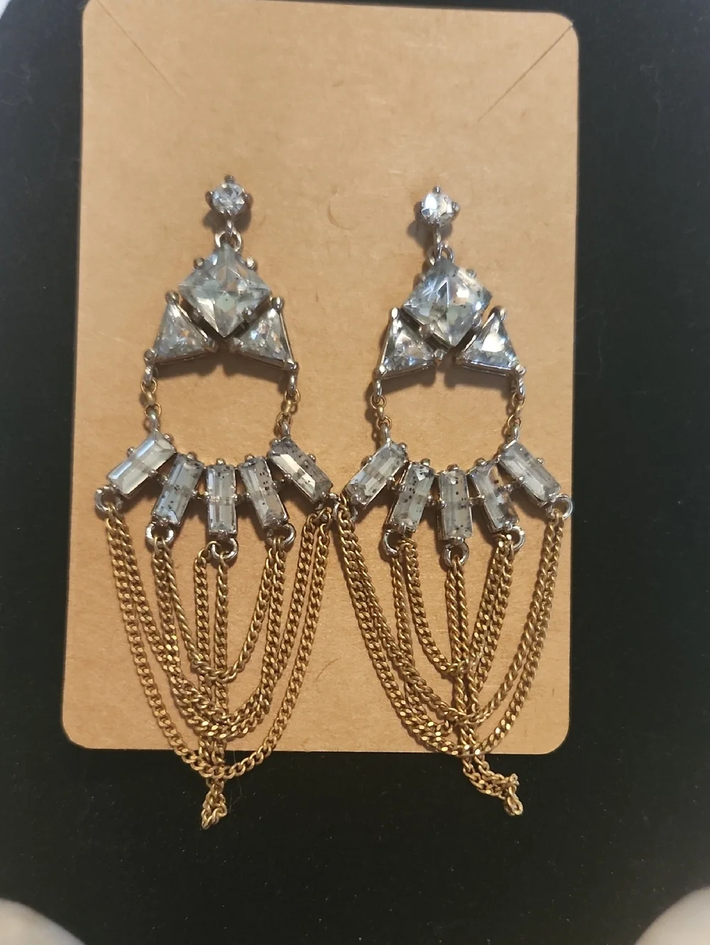 Gold-Tone Crystal Drop Chandelier Earrings - Clear Crystal - Cleopatra Vibe